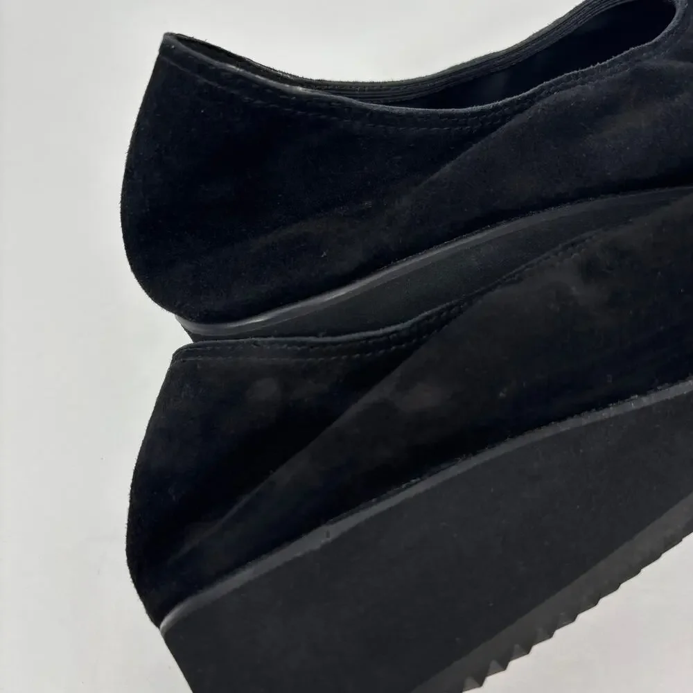 Eileen Fisher Wedge Ballet Flat Slip On Shoes 10 Blk Suede Minimalist Lagenlook